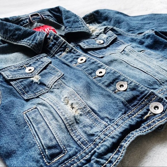 YMI Jean Jacket Cropped Distressed Size Jrs. M - Picture 3 of 8